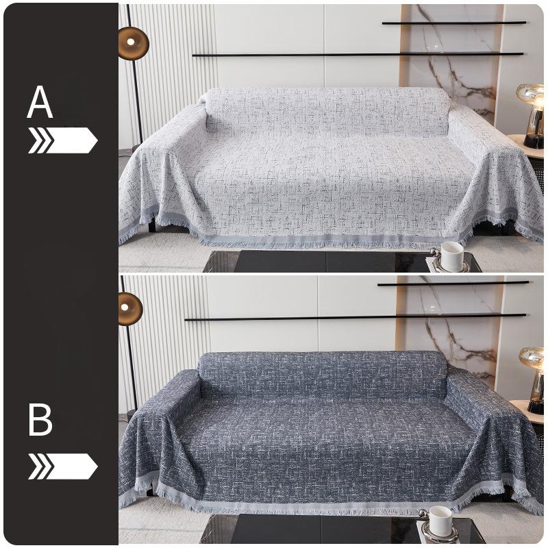 

Полотенце для дивана из хлопка и льна, универсальное для всех сезонов, нескользящее, простое двустороннее покрывало для дивана AB, полностью защищенное от царапин от кошек 180*130cm