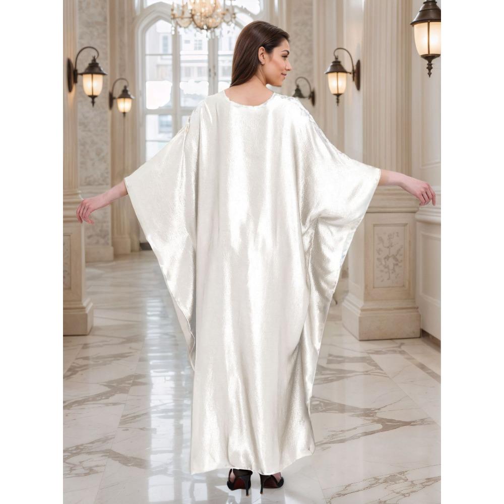 Gold Luxury Beach Dress Woven Holiday Robe Loose Plus Size Turkish Kaftan Dress