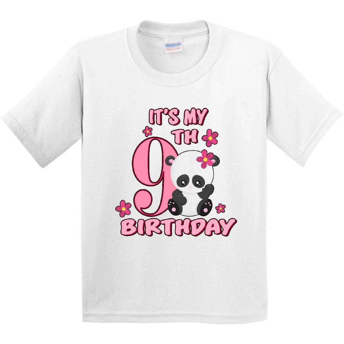 Inktastic It s My Ninth Birthday With Panda Bear Youth kids boys T-Shirt Birthdays Girls 9 100