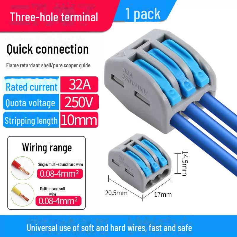 Terminal de conectare rapidă PCT SPL-12345: Conector electric multifuncțional cu 2 poziții pentru cabluri de calibru 4, 2 intrări, 2 ieșiri