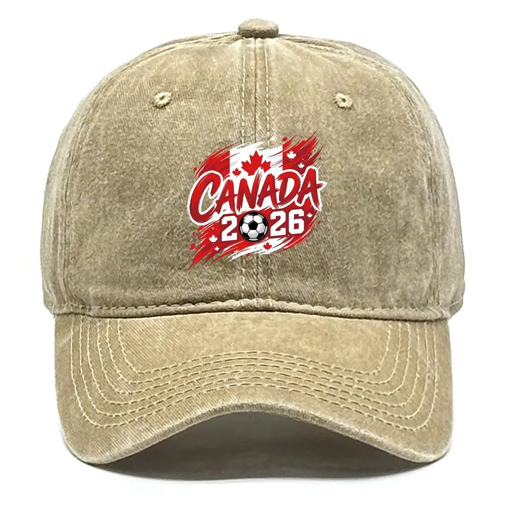 New Canada National Team Football Fan Washed Cotton Baseball Cap Adjustable Unisex Casual Sports Hat For Supporters