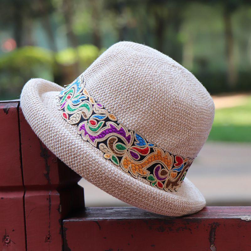 

Юньнаньская этническая ветровая хлопковая и льняная шляпа для отдыха, весны и лета, путешествия, вышитая шляпа, оптовая продажа шляп с вышивкой от солнца