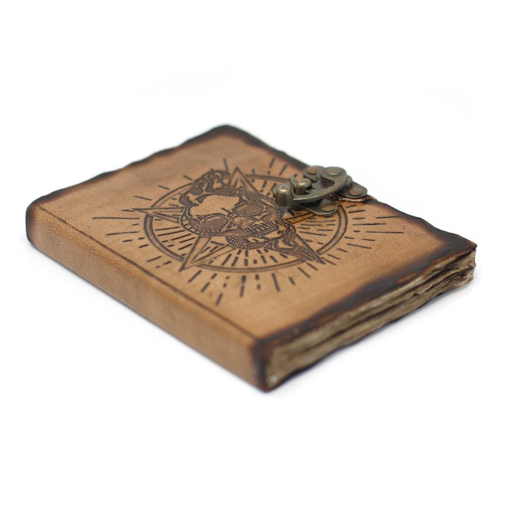 Leather Notebook Skull and Pentagon Burnt Edges 7x5