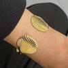 Hugging Stainless Steel Bracelet For Women Gold Color Shell Summer Waterproof Cuff Bangles Bracelets Flower Jewelry Accessories