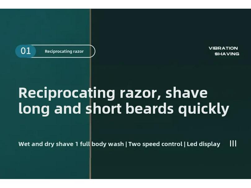 Smart Electric Shaver with Floating Three-Blade Head, Digital Display, Fast Charging & Washable Design