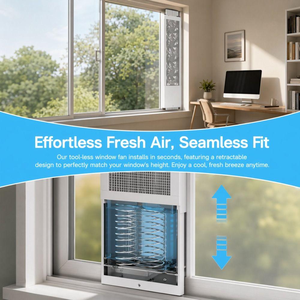 No Installation Window Exhaust Fan WiFi Remote Ventilator Fan Ventilation Fan for US Kitchen