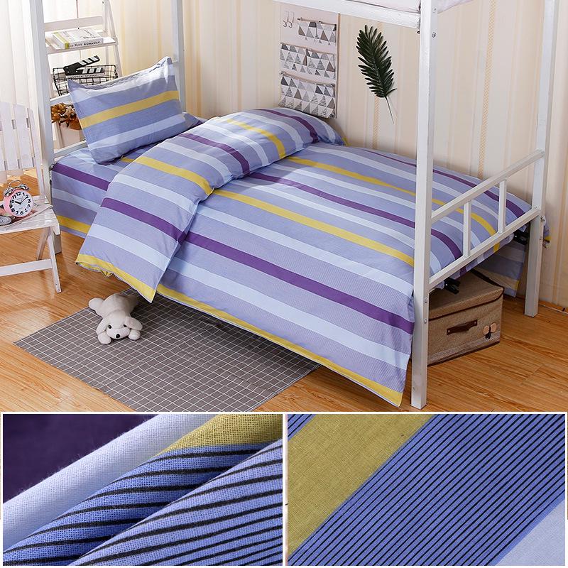 Dormitory Pure Cotton 3-Piece Bedding Set: Single Duvet Cover, Bed Sheet, Pillowcase for Student Bunk Bed