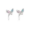 Color Flash Diamond Butterfly Stud Earrings Femininity High-End Versatile Fashion Niche Design Earrings