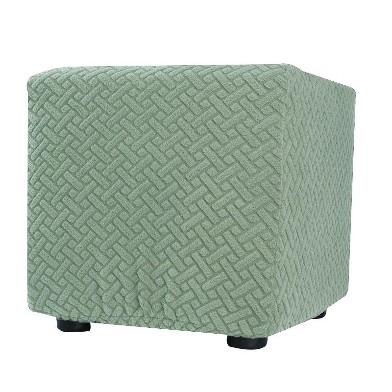 S/M/L Solid Color Jacquard Stretch Ottoman Stool Cover Washable Square Stool Covers All-inclusive Under Desk Footrest Slipcovers