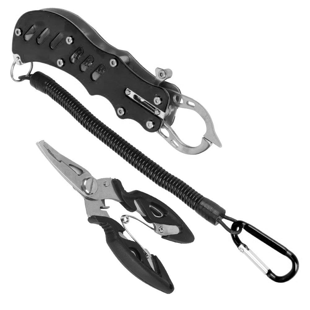 Fishing Plier Multipurpose Portable Fishing Pliers Fish Grips with Lanyard and SheathBlack
