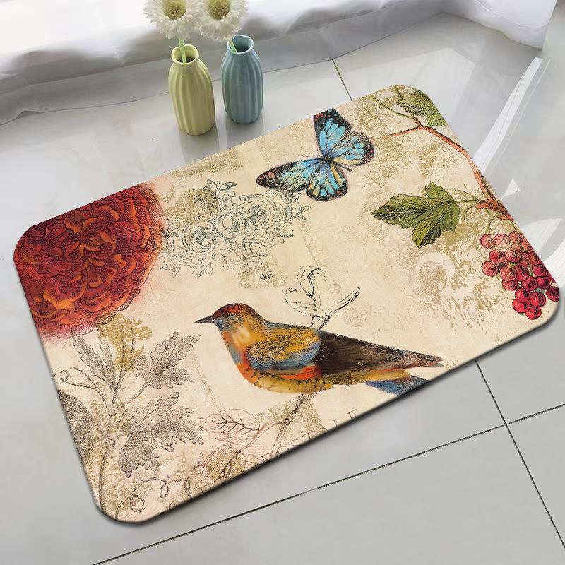 Retro Rural Style Floor Mat Entrance Mat Bathroom Door Mat Absorbent Carpet Living Room Coffee Table Mat