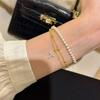 Gold Cross Chain Bracelet For Women Girls Exquisite Crystal Double Layer Adjustable Charm Bracelet Jewelry Gifts