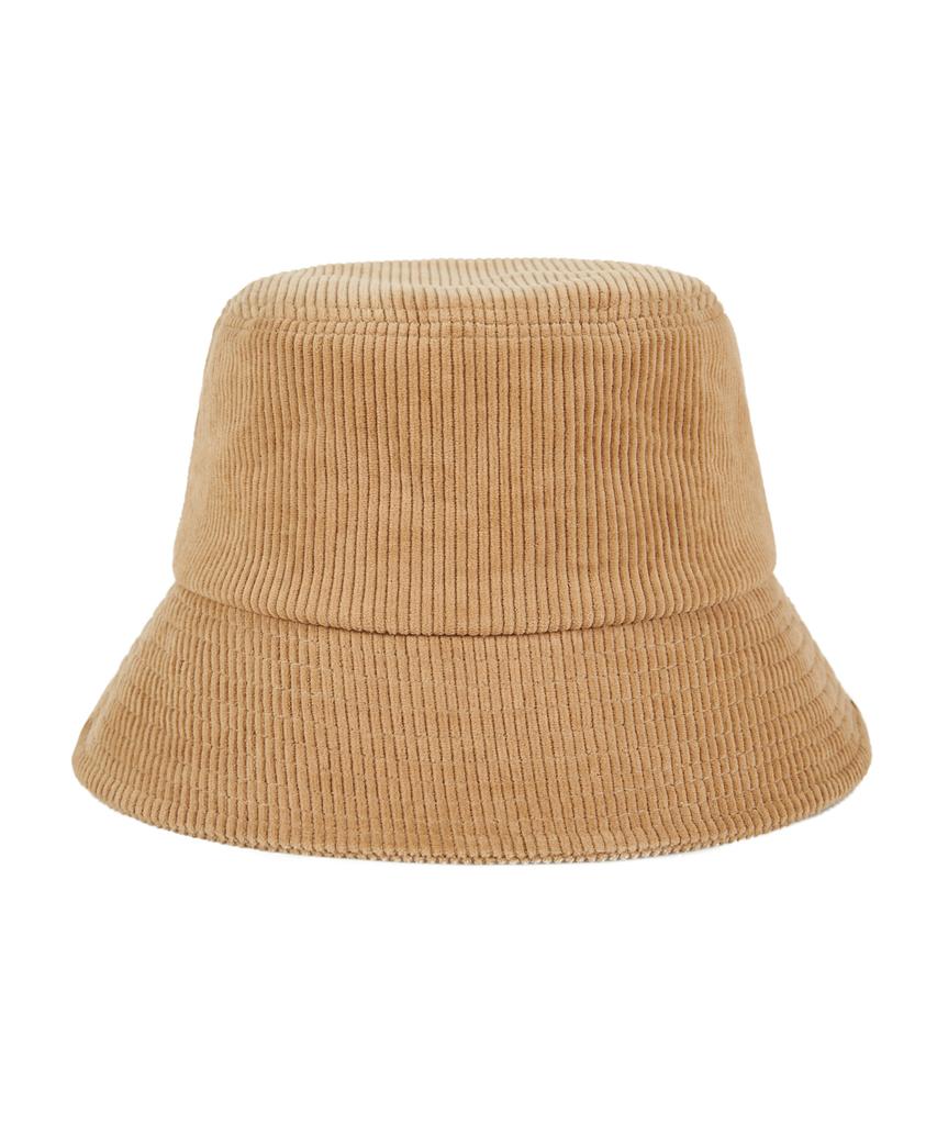 Bajal Corduroy Label Bucket Hat Brown