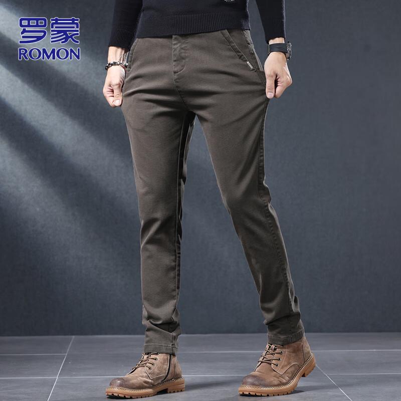 ROMON Men's Stretch Straight-Leg Casual Pants