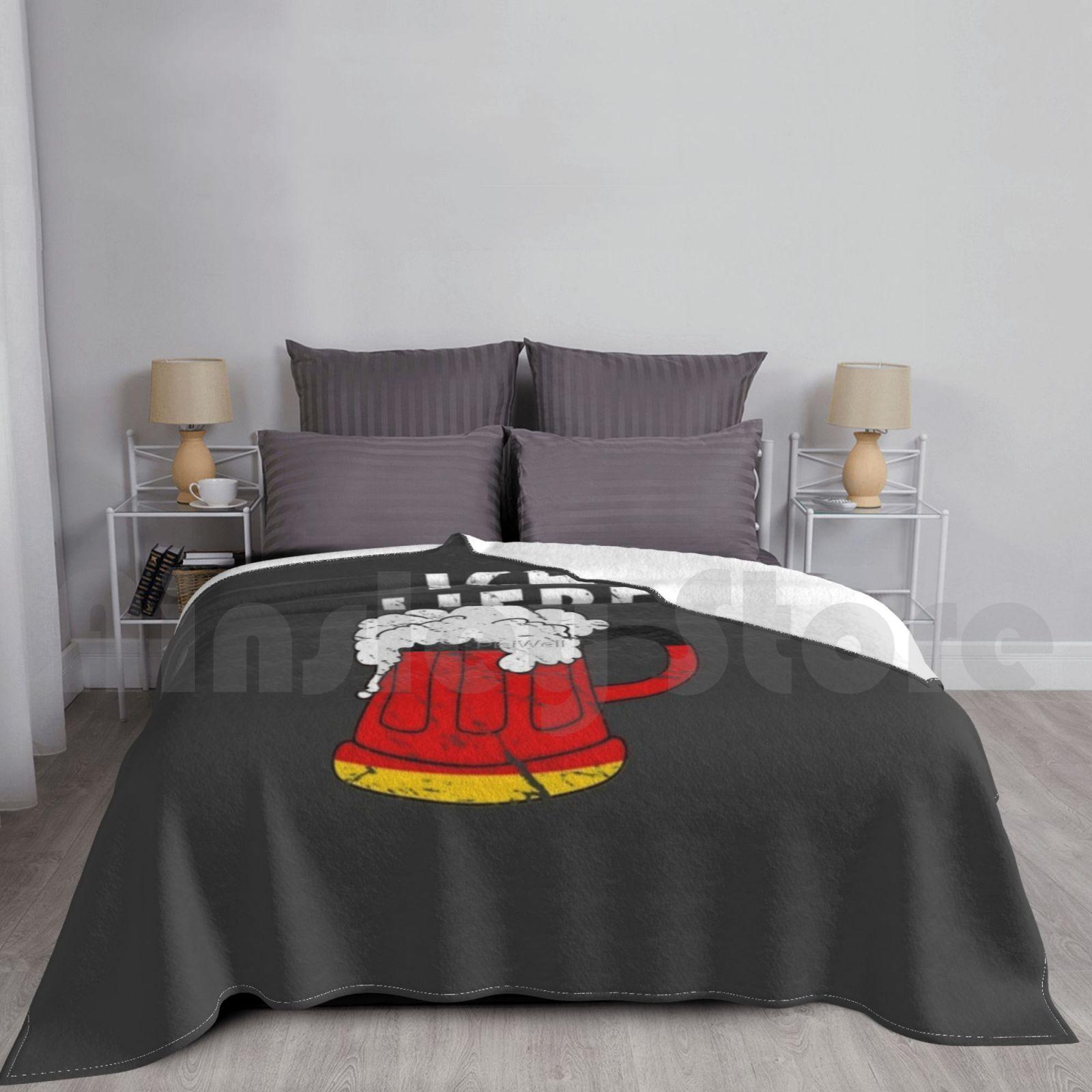 Ich Liebe Bier Proud German Beer Lovers Germany Flag Blanket Super Soft Warm Light Thin German Germany Deutschland Size: 75*100cm, Weight: 230 GSM