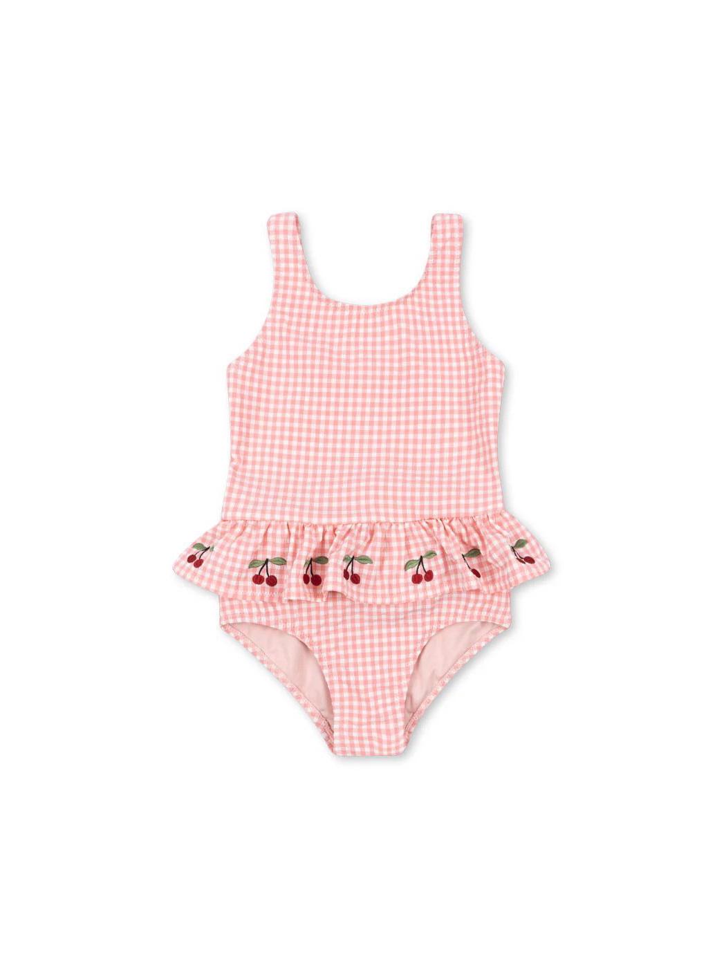 

2025 Summer Girls Cherry One-Piece Swimsuit: Cute Princess Holiday Swimwear 130 розовый