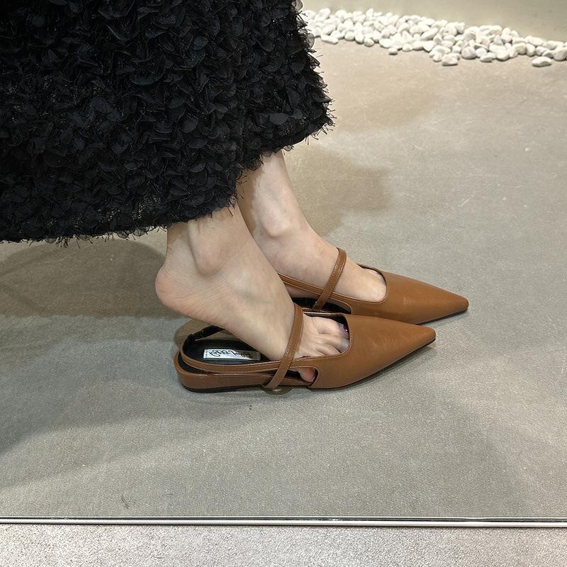 

Французский ретро темперамент остроносые сандалии женская обувь весна и лето слово с пустой вечерней обувью голова сумки балетки 40