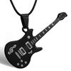 Cool Stylish Guitar Shape Musical Note Pattern Stainless Steel Necklace for Men Festival Gift