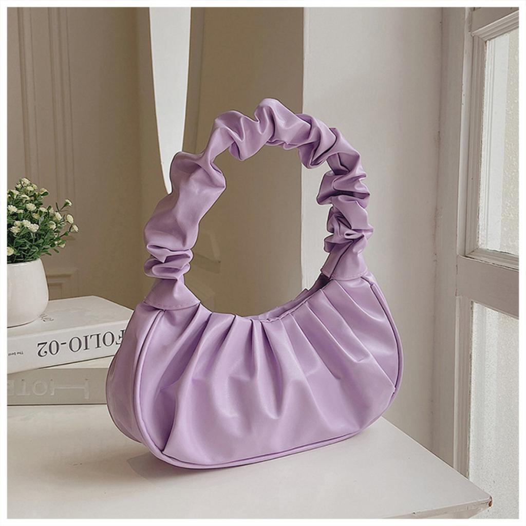 Bag Girl, Korean Version One Shoulder Dumpling Bag, French Bag, Fashionable Cloud Bag, Pleated Handbag, Armpit Bag