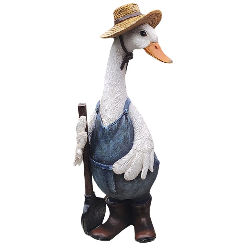 Cute Cartoon Duck Resin Figurine Garden Yard Home Decor Ornament