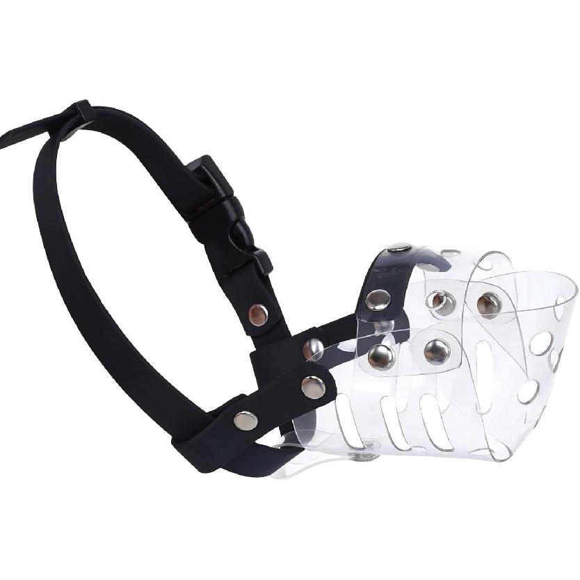 Mayerzon Dog Muzzle, Basket Muzzle for Small Medium Dogs Poodle Dachshund Corgi, Clear Puppy Mouth Cover for Grooming Vet Visits to Prevent Biting