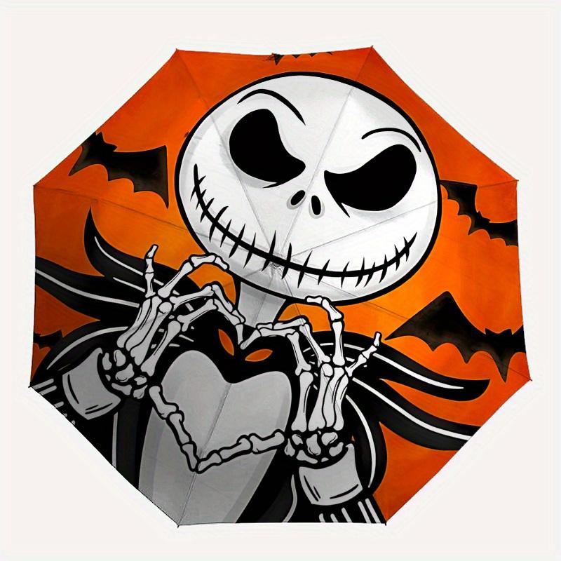 1 Auto Open Jack Skellington, Halloween Themed Colorful 8-rib Portable Umbrella for Men and Women, A Compact Commuting Companion Suitable fo
