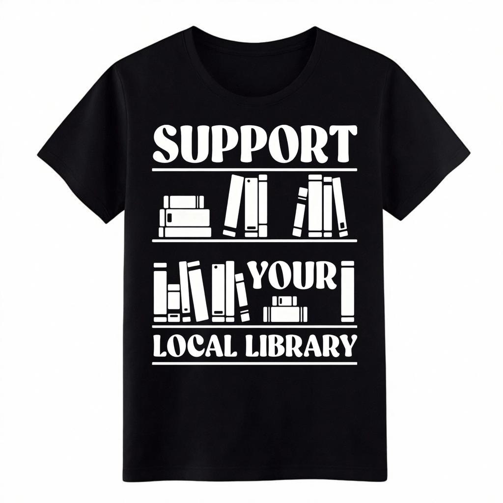 Support Your Local Library T-Shirt-Book Lover Unisex Graphic Tee Multi-Color