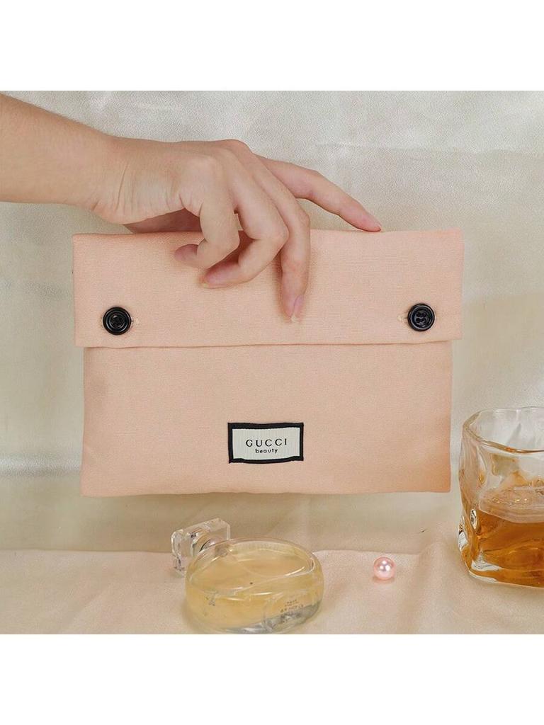 Gucci Pink Canvas Cosmetic Storage Bag,8.5L X 6H X 2W,Sweet Style