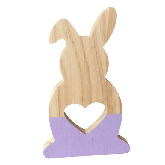 Lovely Hollow Heart Wooden Rabbit Art Craft Children Gift Home Office Decor