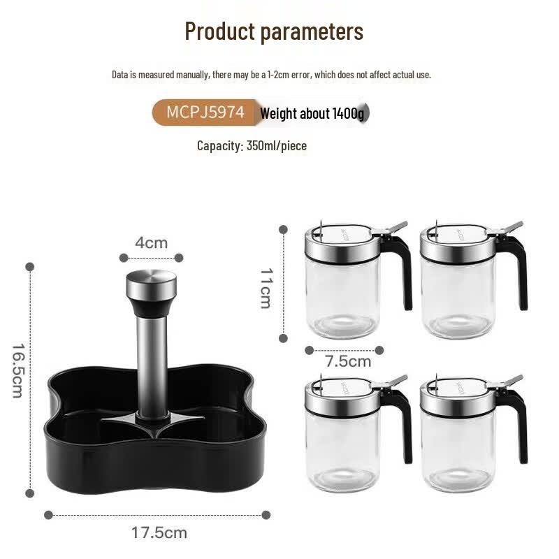 Mecook Rotating Glass Seasoning Jar Set