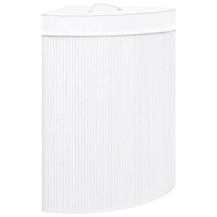 VidaXL Panier à linge d'angle Bambou Blanc 60 L