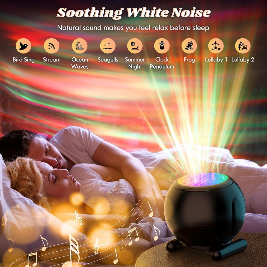 Northern Light Projector with White Noise Remote Control 8 Aurora Effects Adjustable Galaxy Bedroom Lights
