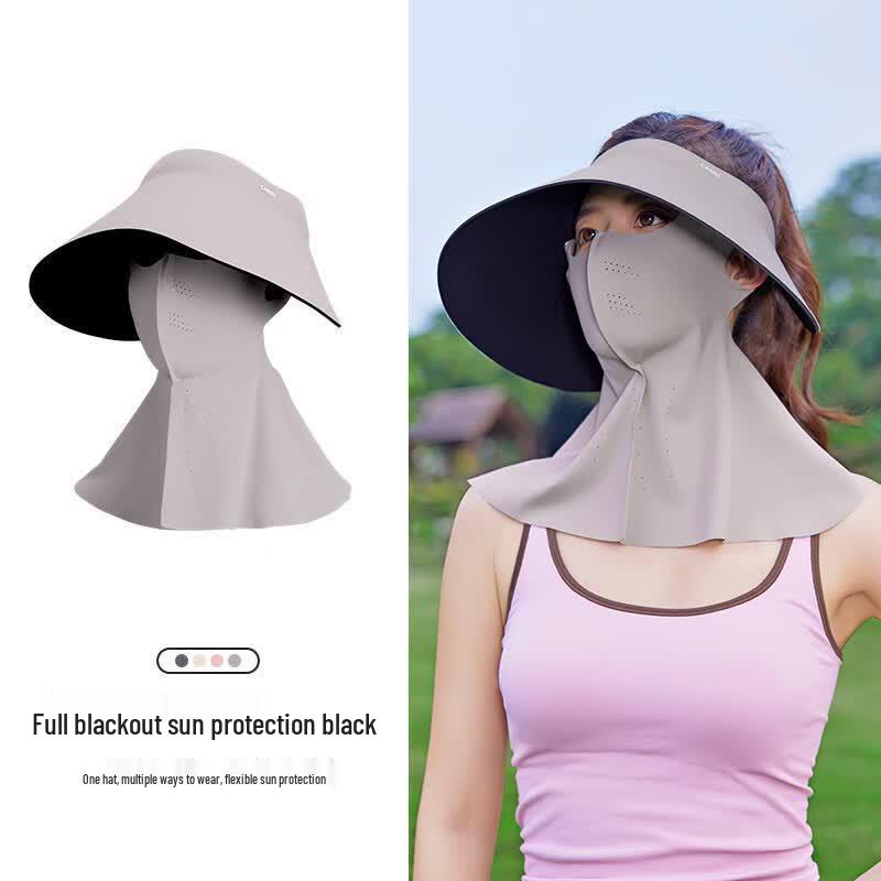 CAMEL UPF50+ Wide-Brim Sun Protection Hat with Face Mask
