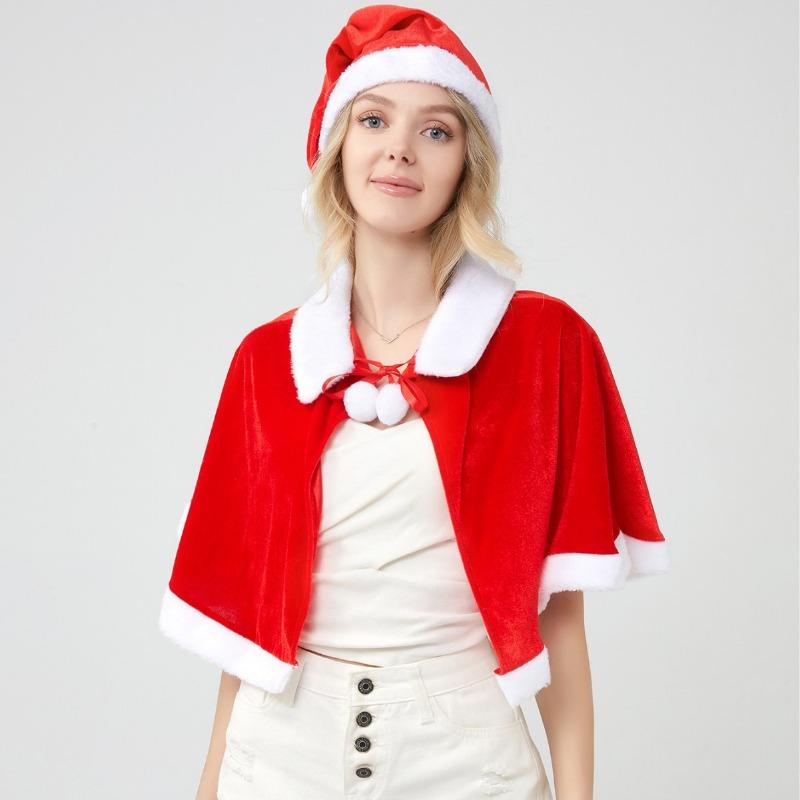 Christmas Dress Up, Women's, Adult Children's Hooded Shawl, Cape Golden Velvet, Shawl Cape Clothing