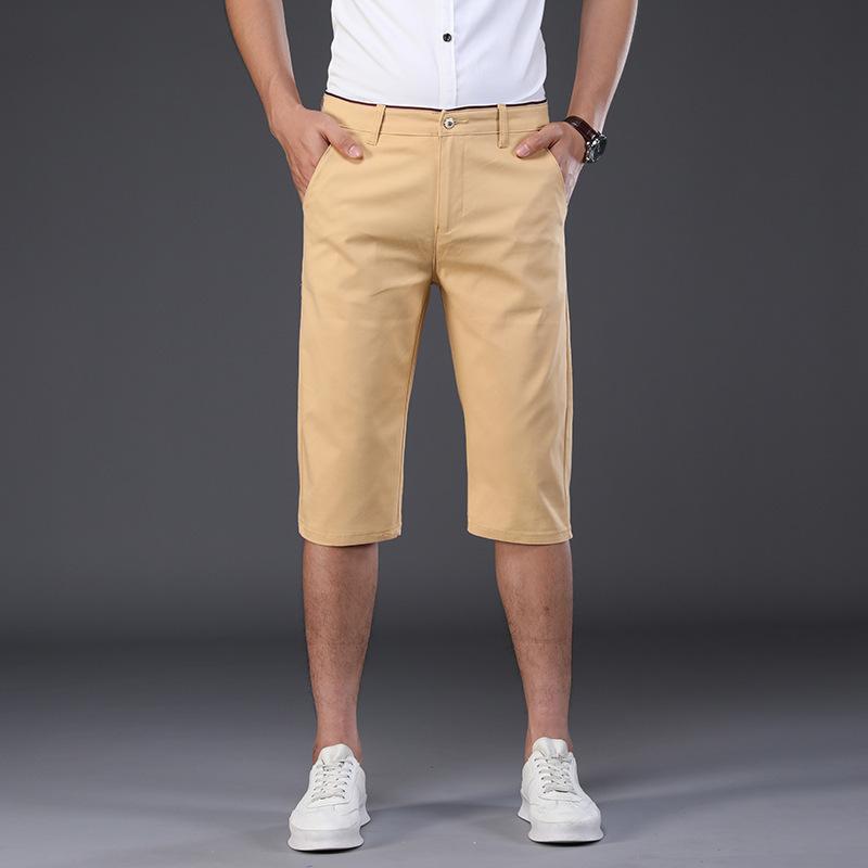 Pánské ležérní korejská verze Trendy Bavlna Capris Pánské Kalhoty Volné Rovné Capris Kalhoty Šortky Western Kalhoty