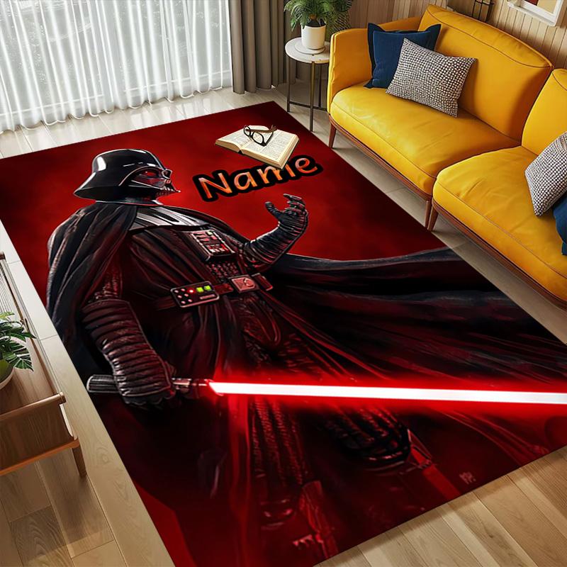 Personalized Name Darth Vader Lightsaber Living Room Non-Slip Area Rug Soft Carpet for Bedroom Kids Playroom Sofa Office Home Decor Doormat