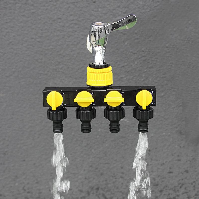 Home Garden 4-Way Water Connector with Switch Valve Faucet Quick Connect.