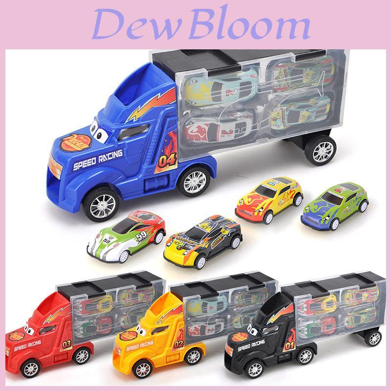 Ultimate Toy Truck Carrier Play Set With 4 Vibrant Mini Cars And Road Signs