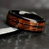 Fashion 8mm Black Stainless Steel Arrow Rings For Men Hawaiian Koa Wood Inlay Rings Men Wedding Band Jewelry Wholesale