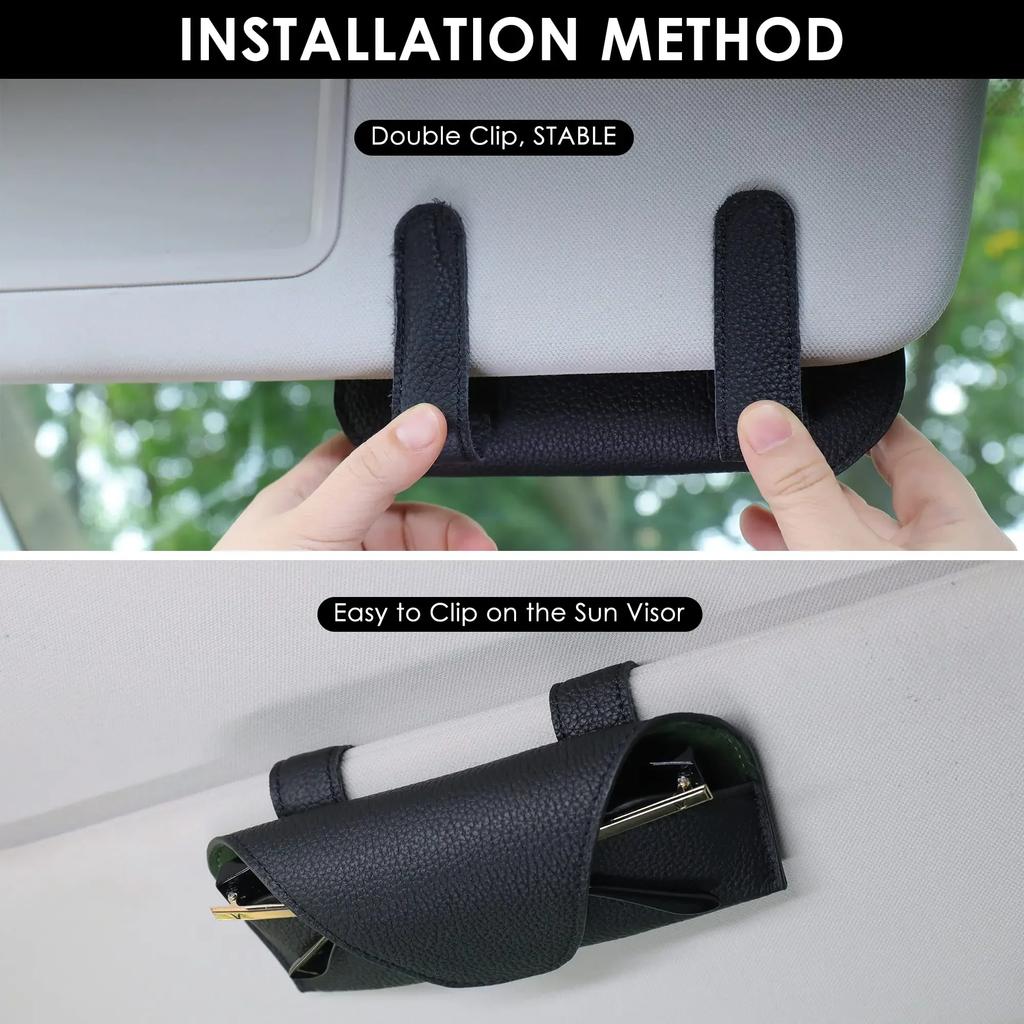 Sunglass Holder for Car Visor, Leather Car Glasses Holder Clip, Visor Accessories Eyeglasses Holder