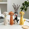 Süßes Cartoon-Hundewelpen-Schreibtischornament Kreative Langhals-Hundevase für Trockenblumen, Tier-Blumenhalter Verspielter Stil Pflanze Heim-Büro-Dekoration,