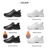 Men's 8CM Height Increase Casual Breathable Non-slip Leather Running Shoes, Thick Sole, Solid Color.