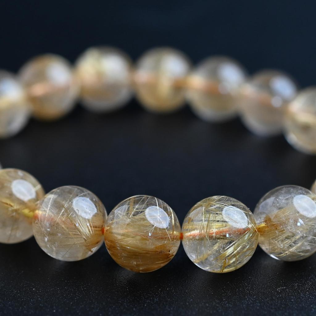 Jewelry Town Shosenkyo Rutilated Quartz 17cm Inner Power Stone for Good Fortune and Career [Eigado] Bracelet, 11.5mm Beads, Diameter,