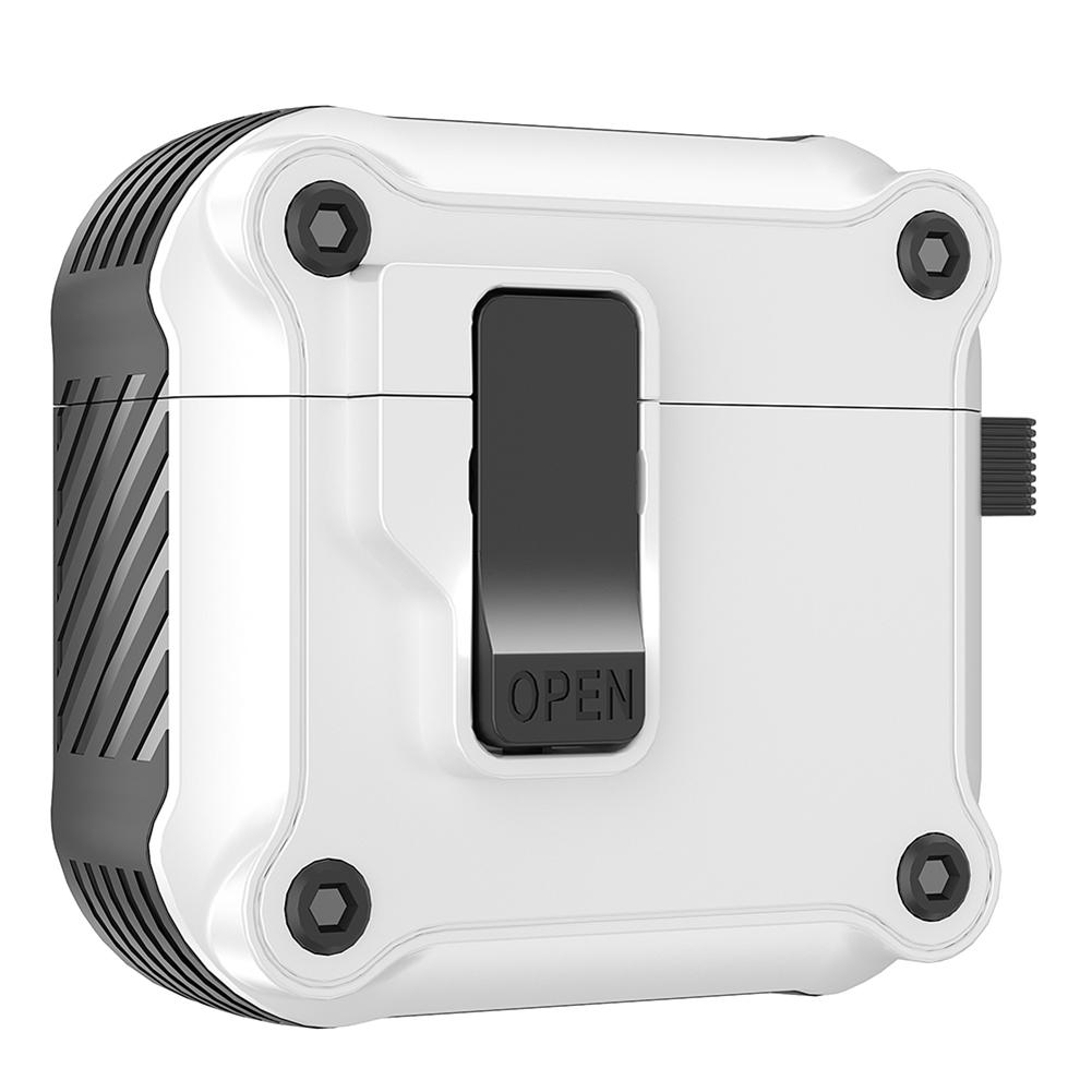 

Крышка с замком для AirPods 4, защитный чехол с карабином, защитный чехол с надежной застежкой-зажимом для AirPods 4-го поколения 2024 белый