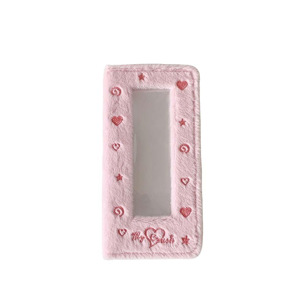 

Four Grid Photo Photocard Frame Plush Card Protective Case School Stationery розовый