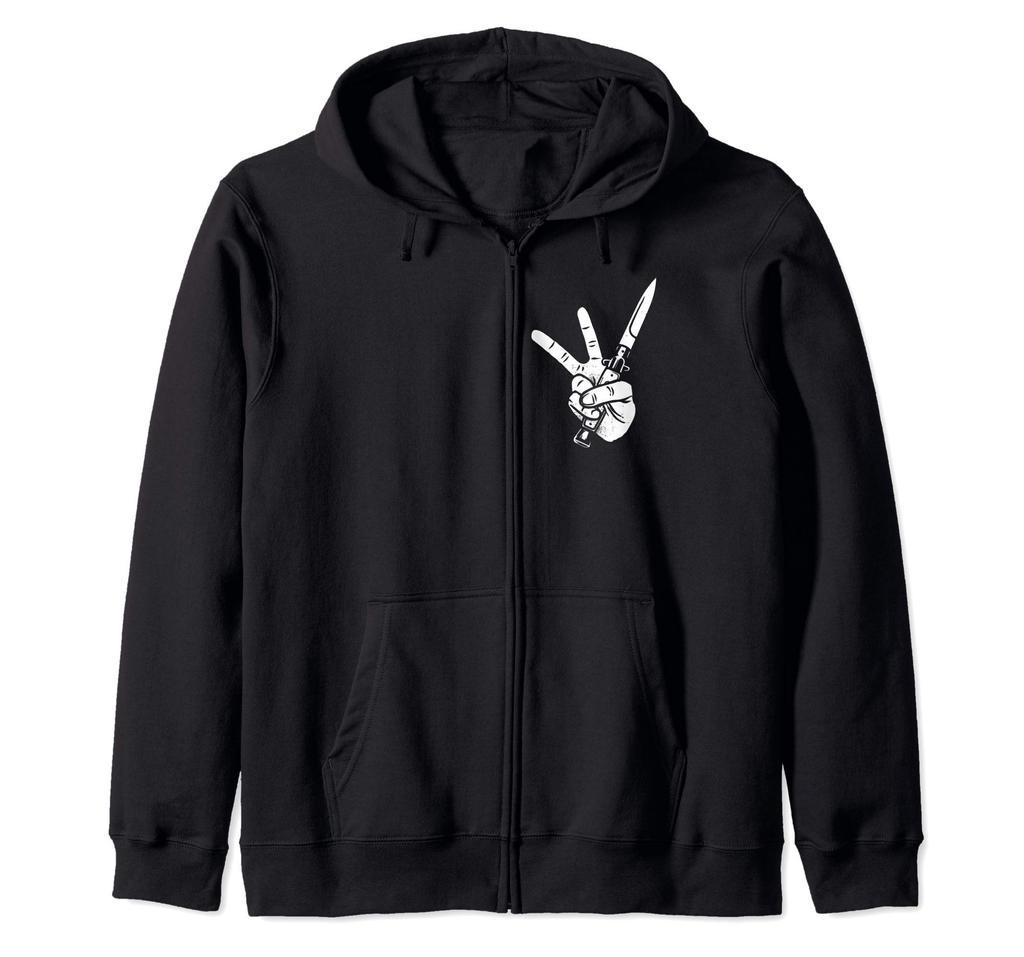 Switchblade Knife with The Peace Sign Symbol Zip Parka