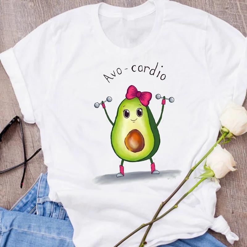 Women Graphic Avocado Cat Printing Cartoon Fruit Clothes Floral Lady Clothing Female Tees Print Tops T Shirt Womens T-Shirt