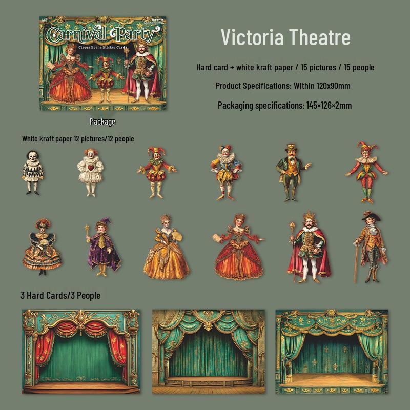 Carnival Circus Scenery Sticker Pack: 15 Sheets, 6 Styles