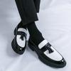 Mens Loafer Shoes Black White Two-Tone Flat Derby Style Wedding Formal Occasion Comfortable Slip-On