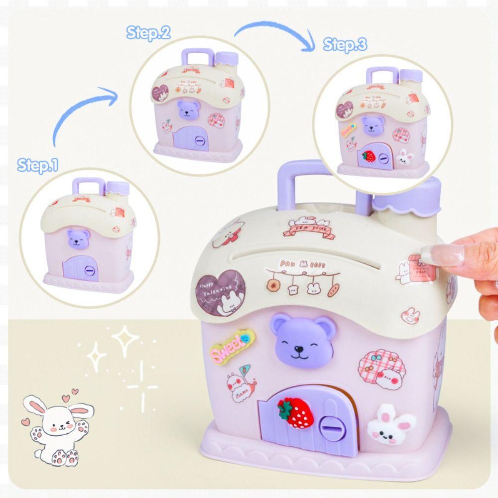 Kawaii Bear Savings Bank Cute Money Saving Pot Cartoon Portable Piggy Bank  Gifts